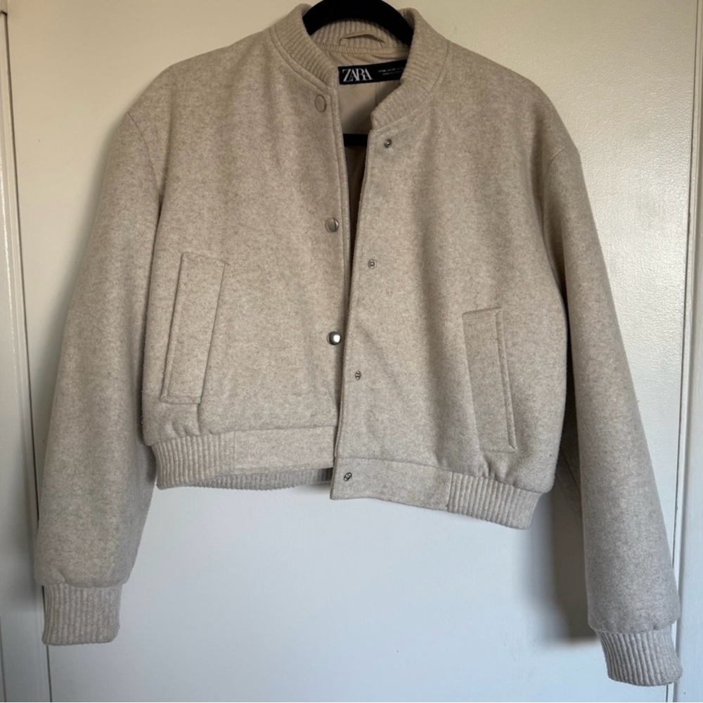 Zara Cream Bomber Jacket